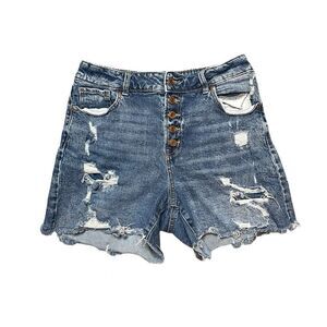 MAURICES Super High Rise Distressed Jean Shorts Size 12